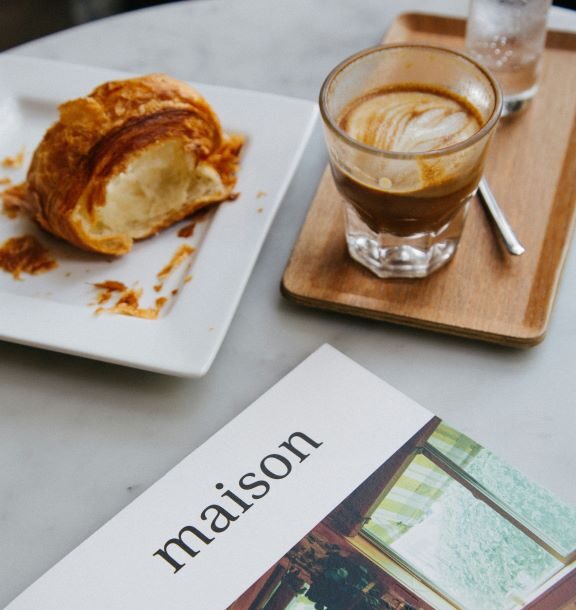 Breakfast in Paris with coffee and croissant