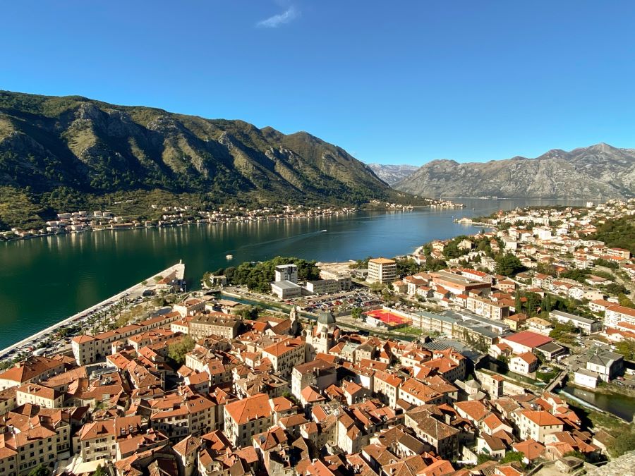 The Bay of Kotor in Montenegro, as seen from the city walls