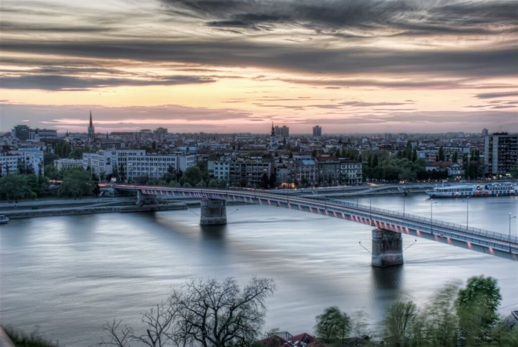 View of a Danube river and Novi Sad, for Petrovaradin fortress